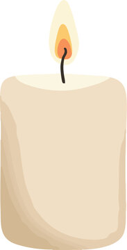 A 2D flat illustration of a lit candle on a plain background celebrating World Candle Day with warm tones.