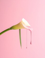 Calla lily with pink paint dripping (1)