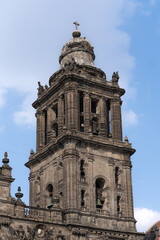 Facade of the Mexico City Cathedral, in the Zocalo of Mexico City.