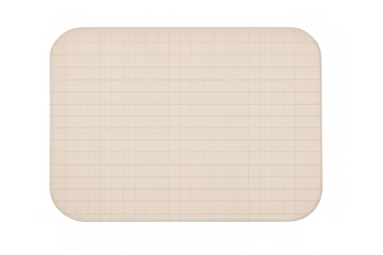 Beige squared paper with rounded corners, empty memo pad for notes, to-do lists, and planning on transparent background