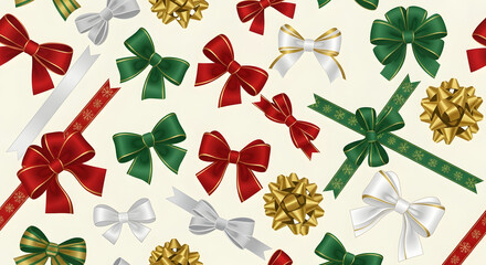 Festive Ribbons and Bows Seamless Pattern