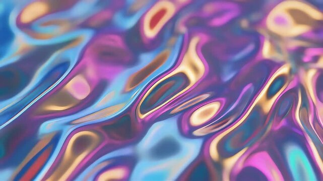 Holographic Liquid Surface Motion &ndash; Iridescent Abstract Metallic Texture Animation