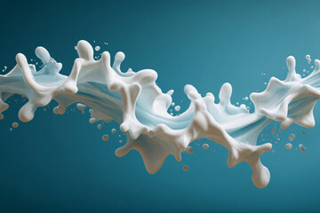 Fototapeta premium A vibrant splash of white liquid against a refreshing blue background showing dynamic movement and purity