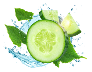 Artistic Floating Cucumber Slices – Botanical Wellness Concept PNG