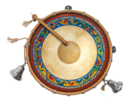 Artistic Ethnic Dhol Drum with Decorative Elements – Musical Heritage PNG