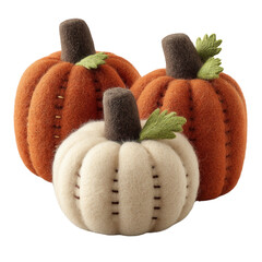 thanksgiving Three decorative pumpkins in various colors and textures.