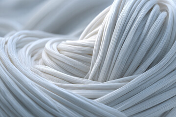Intricate close up of soft white threads and fibers intertwined in a beautiful abstract pattern with gentle shadows