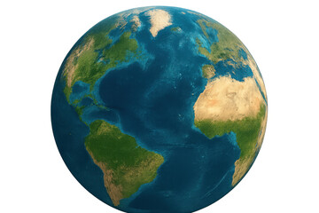 Fototapeta premium Rotating earth globe showing atlantic ocean, americas, europe, and africa with transparent background, isolated world planet concept