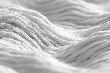Detailed view of numerous white threads forming intricate wavy patterns a soft textured abstract surface