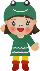 Illustration of Cute Winter Kid Cartoon Christmas Watercolor Hand Drawn Style