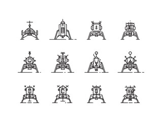Lunar Lander Line Art Moon Exploration Adventure © Sabbir