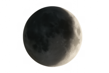 Moon displaying its waning gibbous phase, offering a detailed lunar surface texture in the vast empty space, on a transparent background