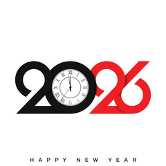 Modern Happy New Year 2026 logo with red and black split. Vector