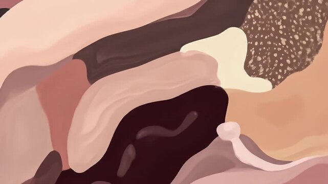 Muted shades blend abstractly with a speckled area, forming gentle curves and layers of color