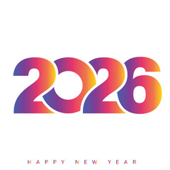 Modern Happy New Year 2026 with colorful gradient typography. Vector