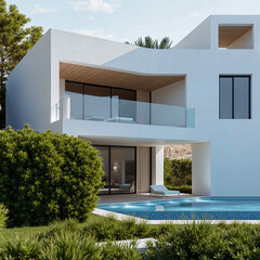 modern house with garden