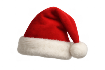 Santa hat on transparent background symbolizing christmas celebration, winter holiday, and festive joy