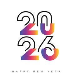 Modern Happy New Year 2026 with colorful gradient typography. Vector