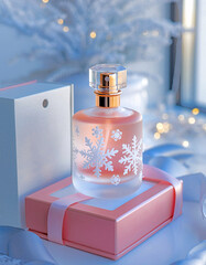 Unbranded Blank Feminine Winter Luxury Perfume Bottle with Frosted Glass and Elegant Blush Packaging