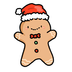Cartoon Christmas Gingerbread Man Character.