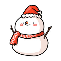 Cartoon Christmas Doodle Snowman Character.