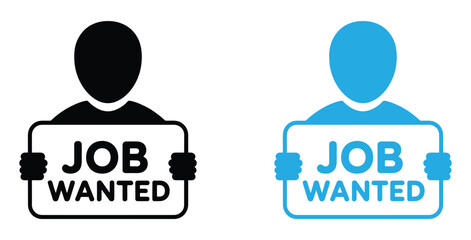 Seeking career opportunities with job wanted sign icon set,