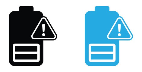 Battery warning alert needing attention, power low concept,Battery icons set on isolated background. Isolated black smartphone battery level indicator icons. Battery icons set for your design.