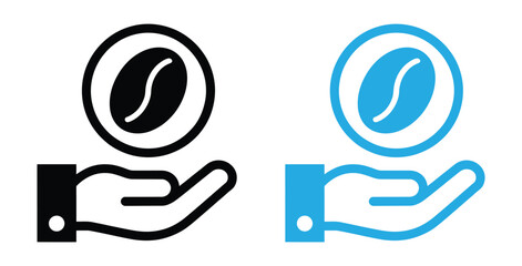 Brewing happiness with freshly roasted aromatic coffee beans,coffee beans icon set. Espresso vector illustration. Coffee shop logo. Roasted coffee symbol. Hot drink aroma isolated sign.