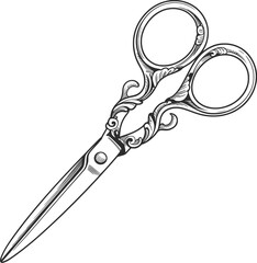 Vintage Scissors Vector Illustration Design.