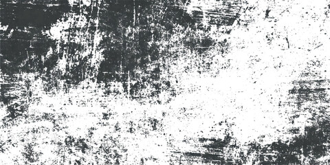 Abstract texture features bold black ink splatters, drips, and strokes scattered across a clean white background.