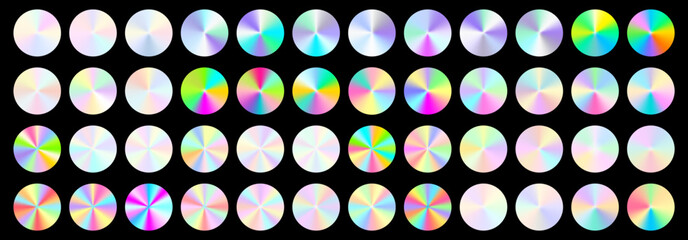 Iridescent gradient swatch series with subtle metallic glow. Each swatch holographic surface shifts color, adding refined holographic beauty.