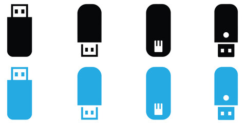 USB drive icons in black and blue for data storage solutions,Usb icon logo design. Flash disk sign and symbol. flash drive sign. usb charging