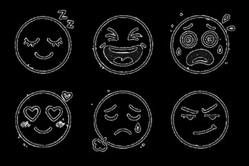 Set of Brush Stroke Emoji different emotions 