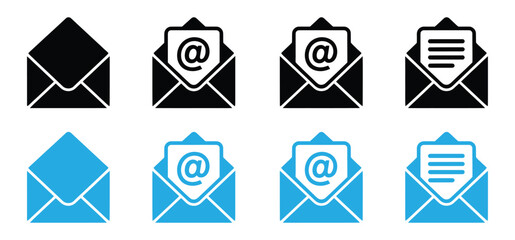 Modern email symbol set for business communication needs,Communication icon set. Conversation, message, contact, announcement, email, phone, television, radio, speaker, chat online and more.