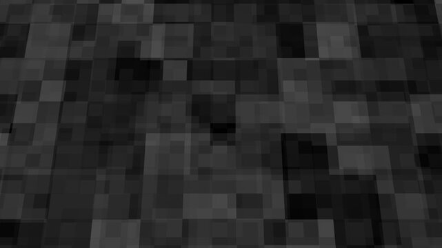 Abstract Dark Gray and animation Black Pix elated Grid Pattern squares. Animated black and gray pixel grid with abstract squares highlights technology, digital interface, and motion graphics design.