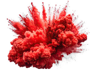 A vivid explosion of red and white clouds, a dynamic burst against black