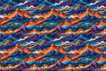 Intense seamless tile pattern impasto oil, vibrant jewel tones, texture. Dynamic abstraction, gold, copper. Modern background, wallpaper, textile, premium design