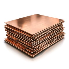 Stacked Copper Sheets Highlighting Smooth Surface and Reflective Texture