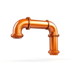Bright Orange Metal Pipe with Elbow Joint on White Background for Industry Use