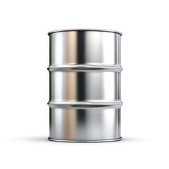 Silver Metal Barrel Isolated on White Background for Industrial Use