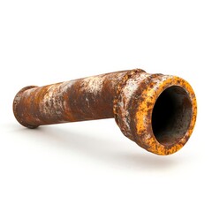 Rusty Metal Pipe with Orange Texture and Industrial Design Element