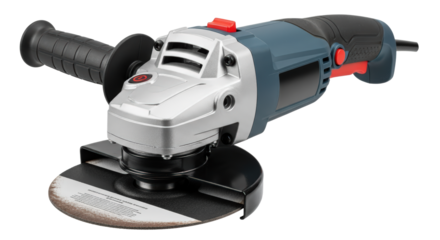 Industrial Angle Grinder With Cutting Disc And Side Handle isolated on Transparent Background