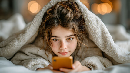 A teenager using a phone late at night with disrupted sleep cues, illustrating screen time’s impact on sleep.