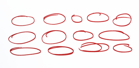 Circular strokes marker felt pen scribbles doodle line collection. Hand drawn outline sketch wave brush circle mark elements rough set for text highlight ovals.