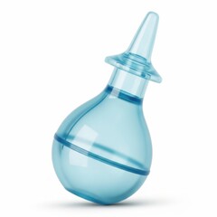 Blue Glass Dropper Bottle with Rounded Body and Narrow Tip on White Background