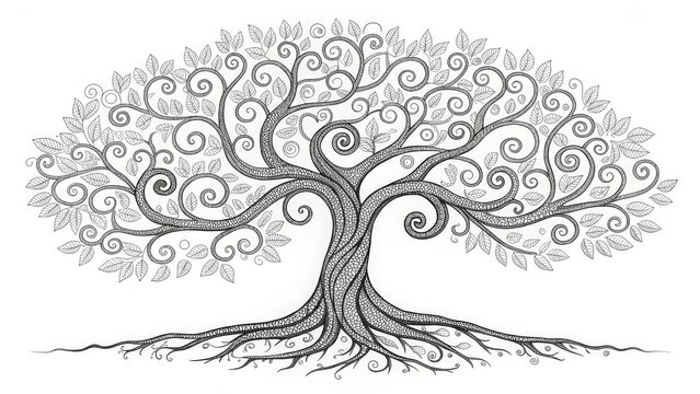 An intricately detailed Zentangle-style Tree of Life, symbolizing growth, wisdom, and connection. Ideal for spiritual blogs, nature-themed art, or holistic wellness content.
