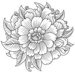 Hand Drawn Flower Outline Illustration
