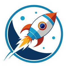 Space Rocket Launch Logo - Business Startup Emblem