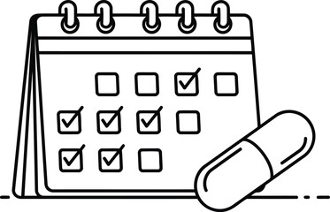 Medication schedule on calendar with pill Vector