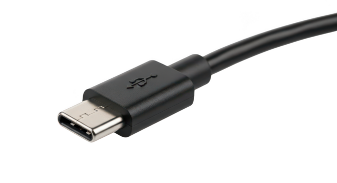 Usbc Cable Connector On Black Background
